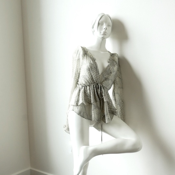 REBECCA TAYLOR Gold Threaded Chiffon Blouse with camisole, Size 0 X-Small - Picture 1 of 8